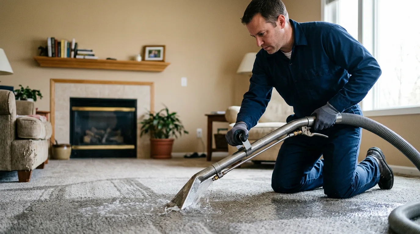 Water damage restoration technician working near North Street, MI